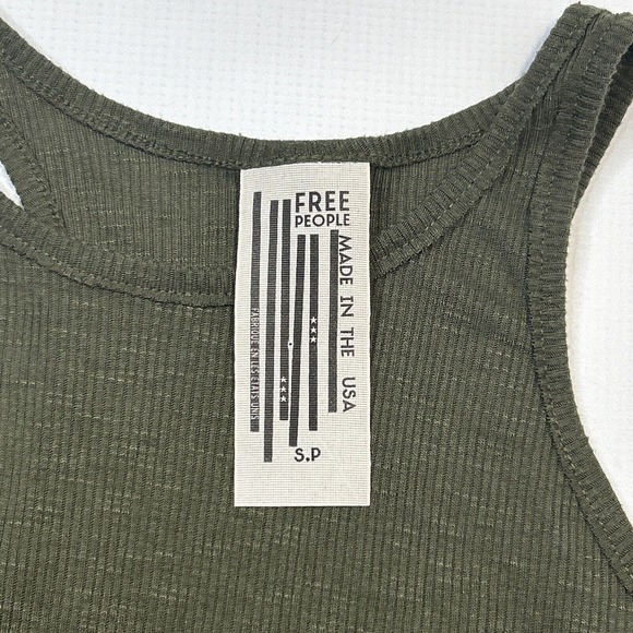 Free People Ribbed Army Green Flowy Racer Back Tank Top Small Urban Outfitters - Picture 5 of 9